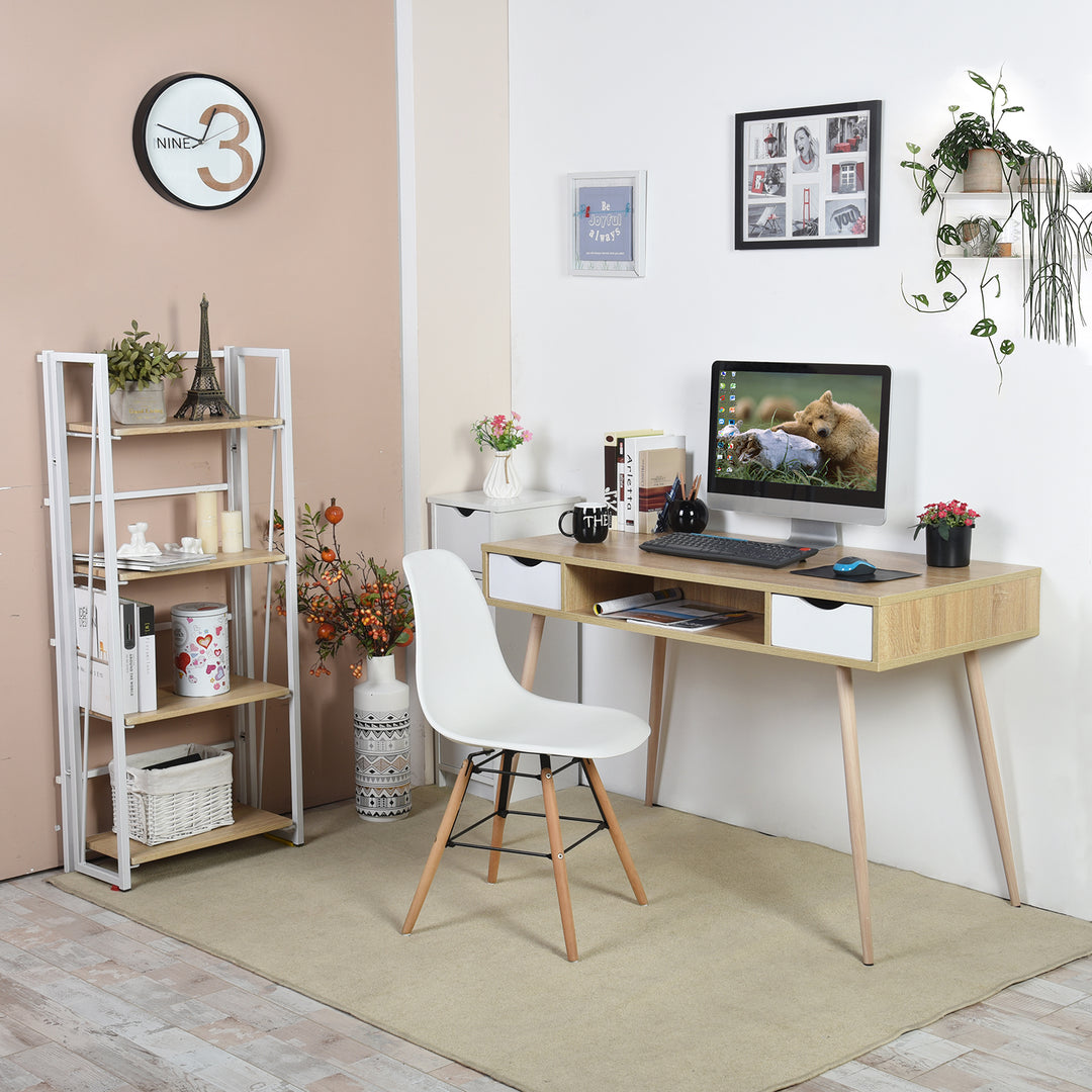 Scandinavian style desk / console with 2 drawers in white and wood BOSUT HM