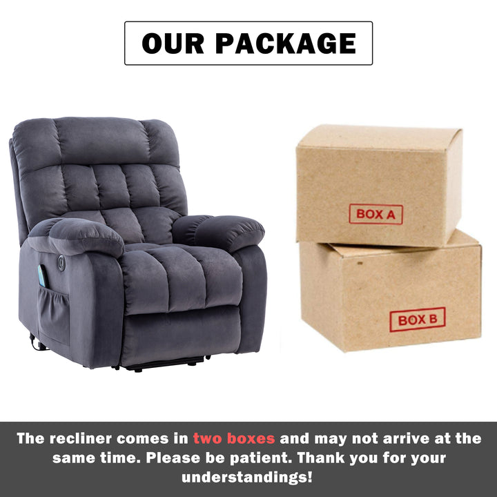 Grey lift up riser and recliner chair with massage and heating pockets usb ports AUDI UK