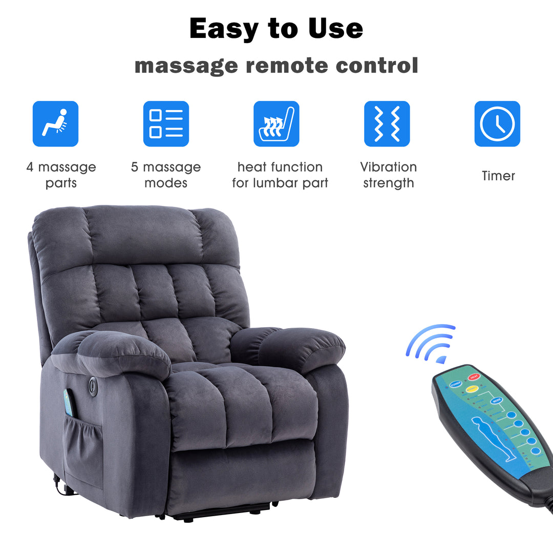 Grey lift up riser and recliner chair with massage and heating pockets usb ports AUDI UK