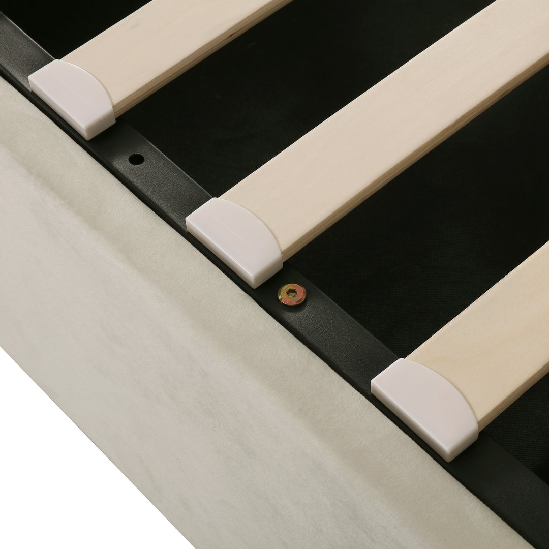 Chesterfield beige velvet upholstered storage gas lift bed (135*190cm) AZONS BEIGE DOUBLE UK