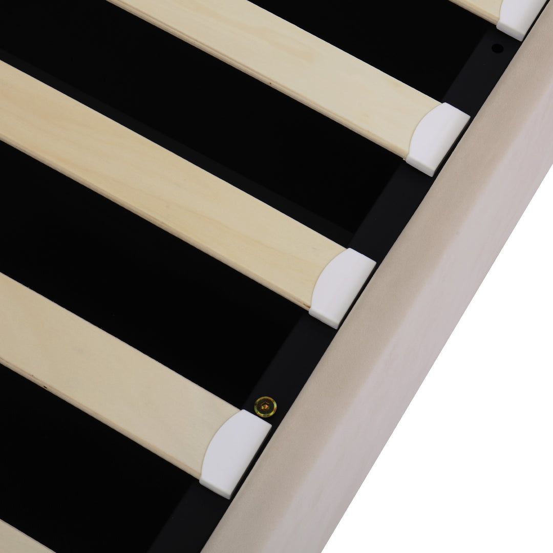 Chesterfield beige velvet upholstered storage gas lift bed (150*200cm) AZONS BEIGE KING UK