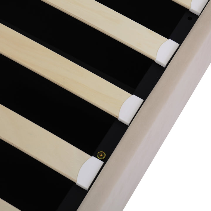 Chesterfield beige velvet upholstered storage gas lift bed (150*200cm) AZONS BEIGE KING UK