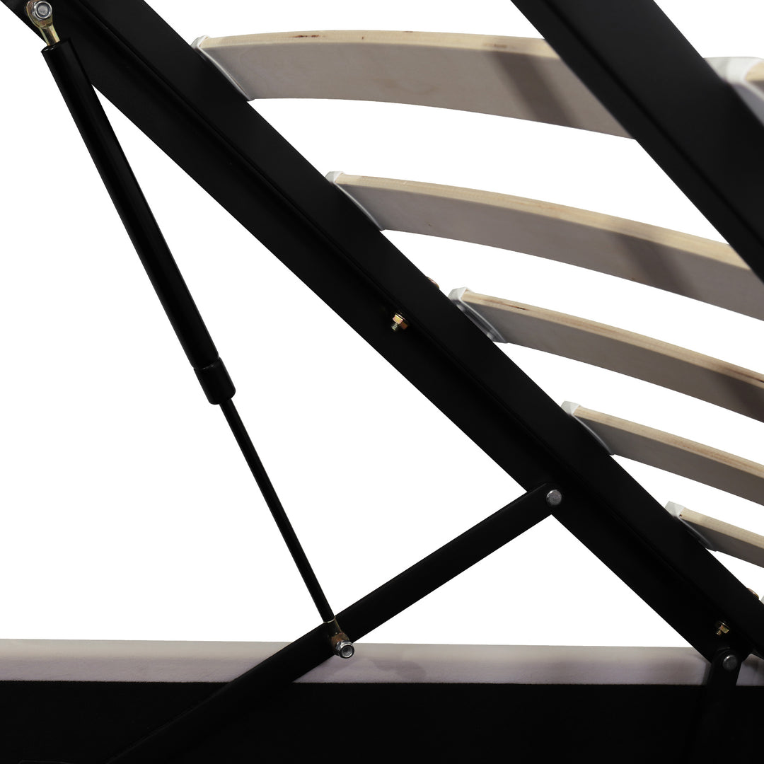 Chesterfield beige velvet upholstered storage gas lift bed (150*200cm) AZONS BEIGE KING UK