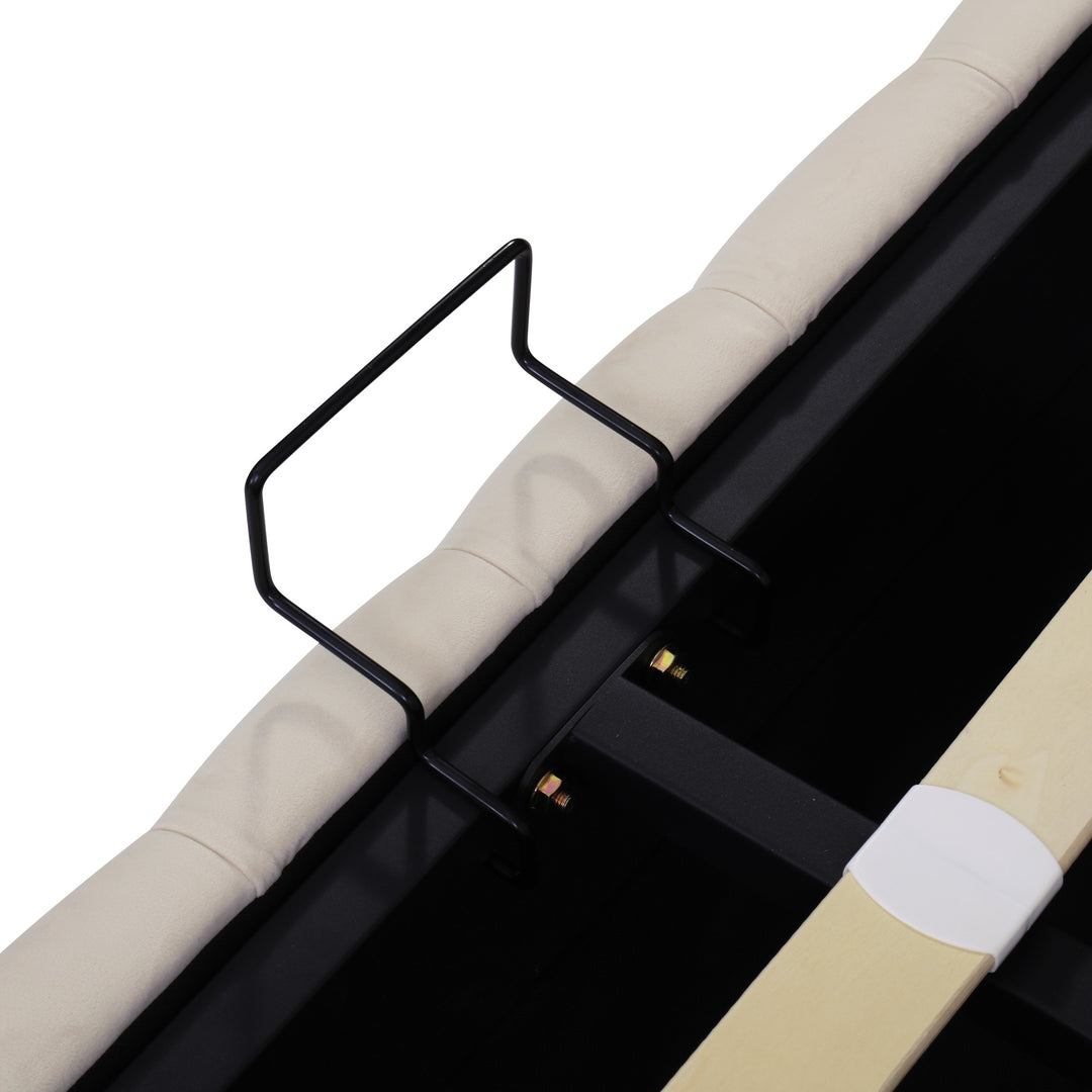 Chesterfield beige velvet upholstered storage gas lift bed (150*200cm) AZONS BEIGE KING UK