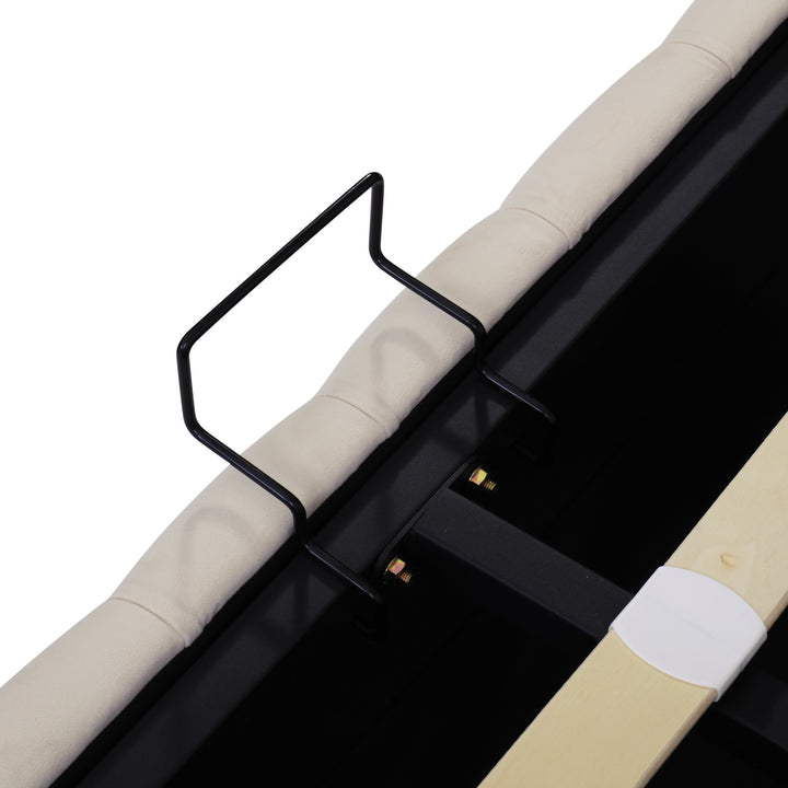 Chesterfield beige velvet upholstered storage gas lift bed (150*200cm) AZONS BEIGE KING UK