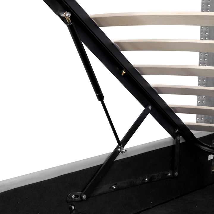 Chesterfield beige velvet upholstered storage gas lift bed (150*200cm) AZONS GREY KING UK