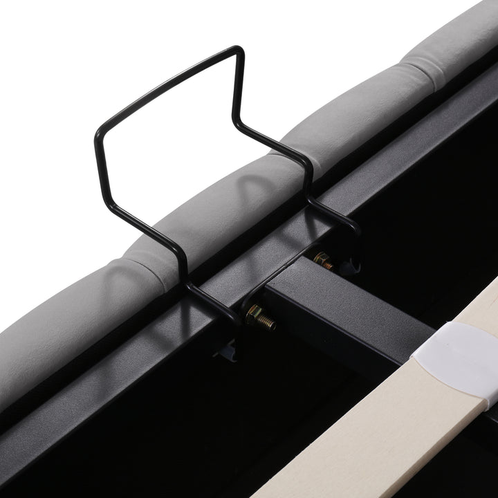 Chesterfield beige velvet upholstered storage gas lift bed (150*200cm) AZONS GREY KING UK