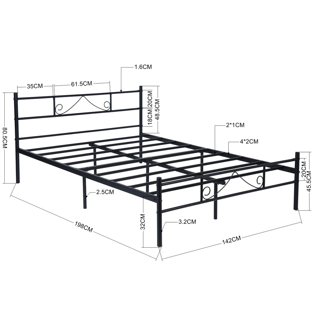 Black metal double bed 140x190 BEARD DO BK V1