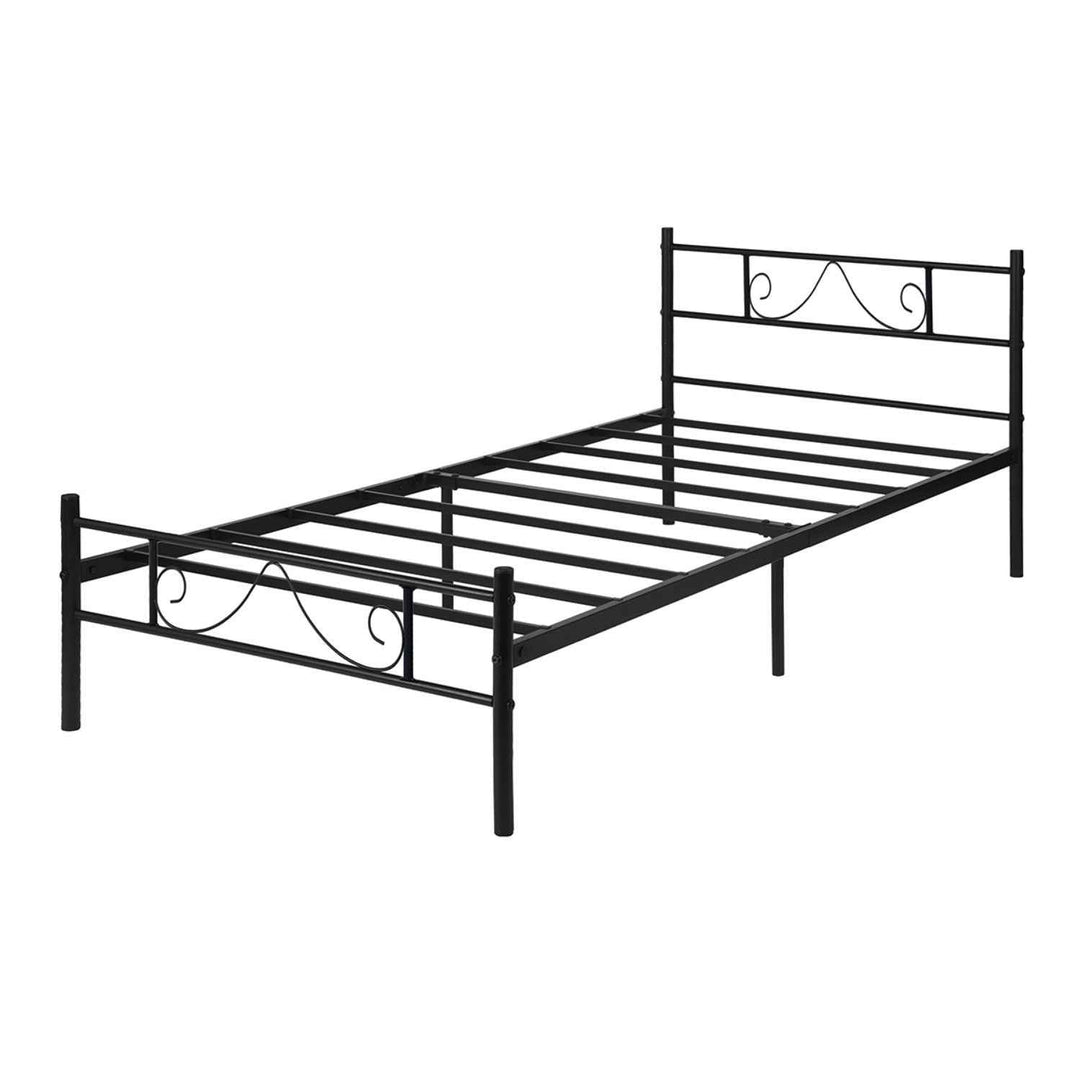 Modern Style Metal Single Bed Frame Black 90x190cm – Sturdy Steel, Space-Saving, Ideal for Guest Rooms & Small Spaces BEARD SINGLE BLACK V1