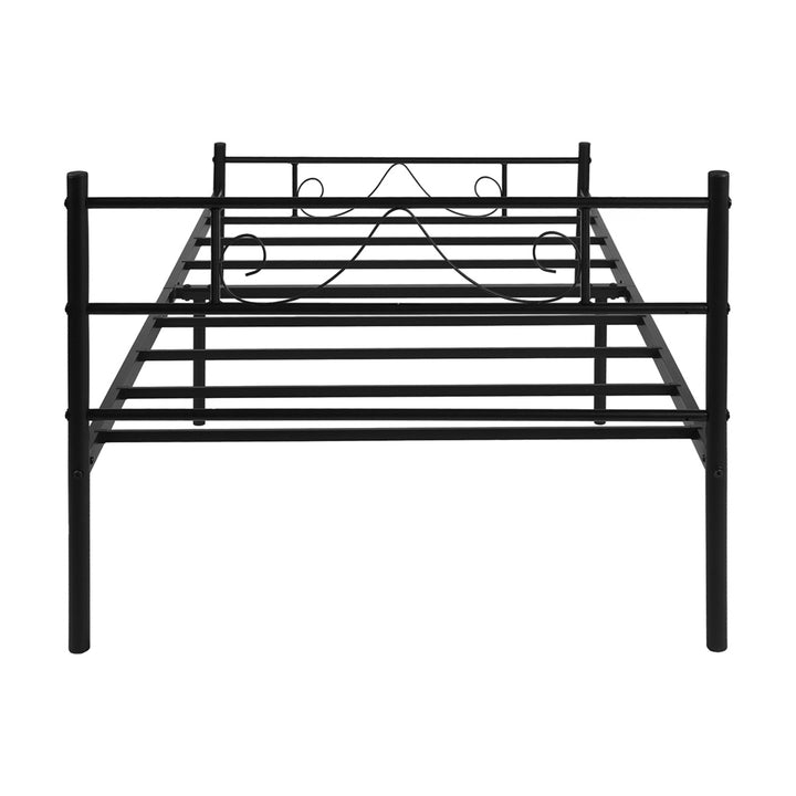 Modern Style Metal Single Bed Frame Black 90x190cm – Sturdy Steel, Space-Saving, Ideal for Guest Rooms & Small Spaces BEARD SINGLE BLACK V1