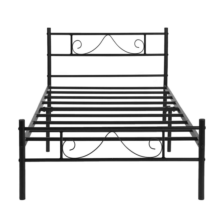 Modern Style Metal Single Bed Frame Black 90x190cm – Sturdy Steel, Space-Saving, Ideal for Guest Rooms & Small Spaces BEARD SINGLE BLACK V1