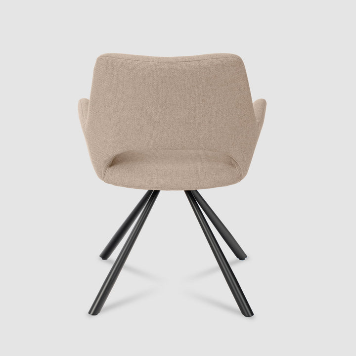 Set of 2 beige fabric dining chairs with black metal legs BETH FABRIC LIGHT BROWN