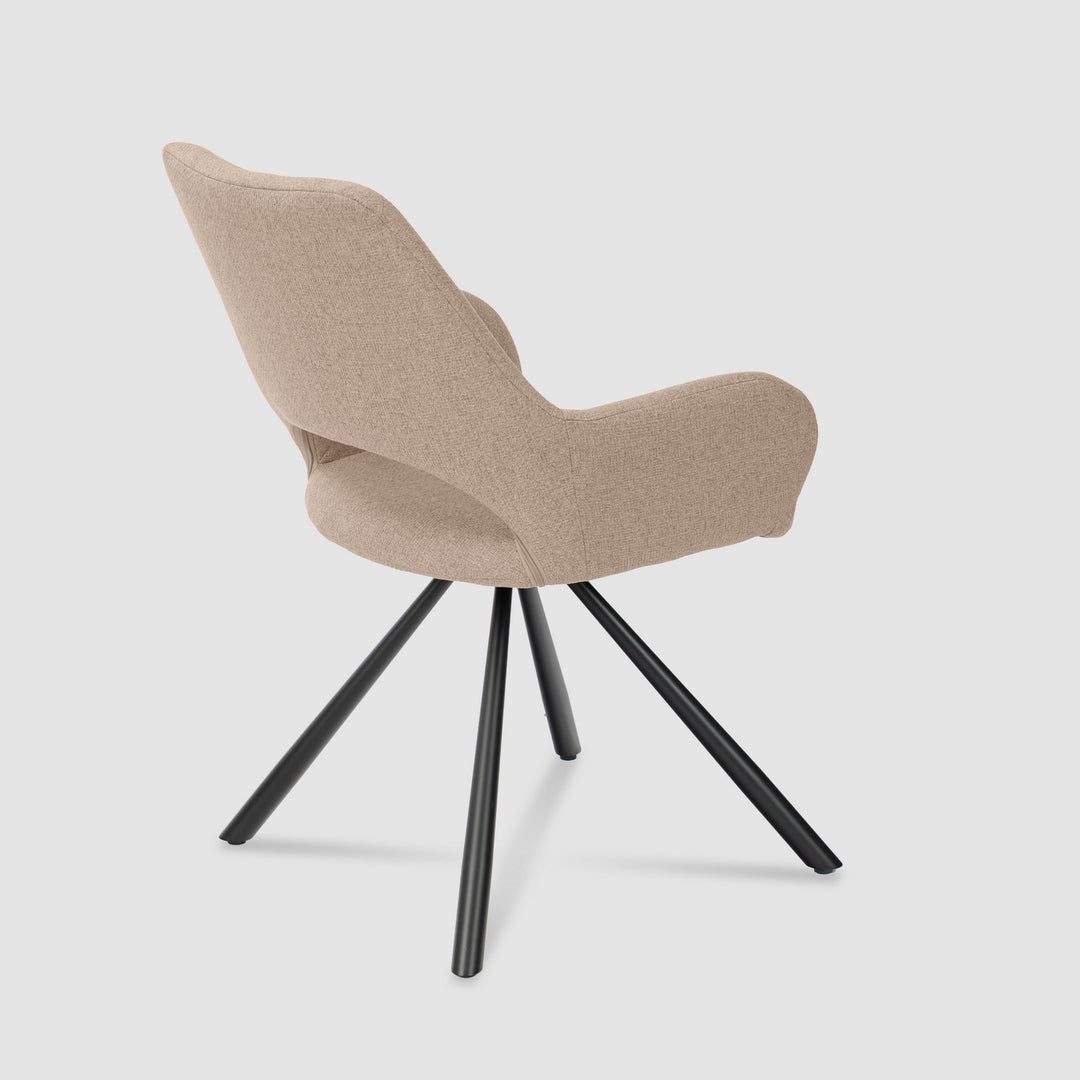 Set of 2 beige fabric dining chairs with black metal legs BETH FABRIC LIGHT BROWN