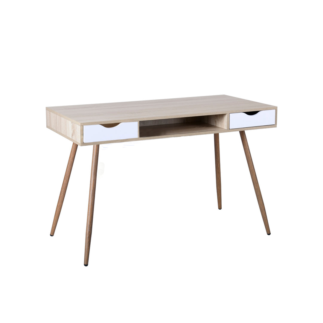 Scandinavian style desk / console with 2 drawers in white and wood BOSUT HM