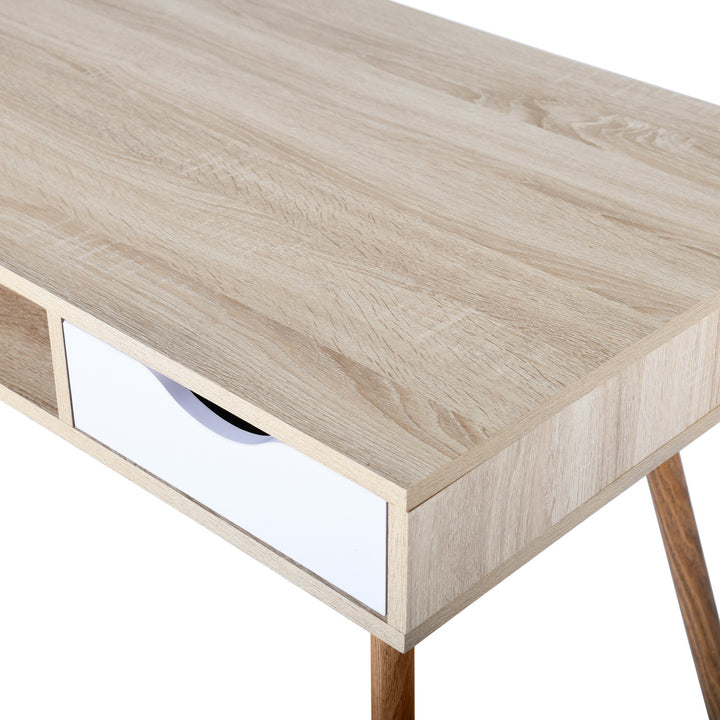 Scandinavian style desk / console with 2 drawers in white and wood BOSUT HM