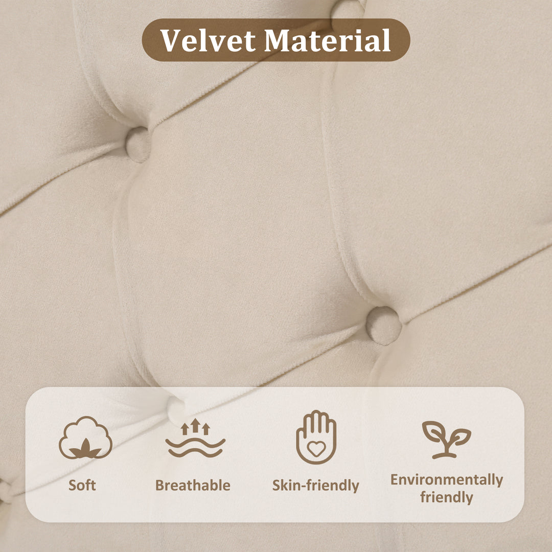 Upholstered velvet beige botton tufted single bed headboard height ajustable (90*190) BHOSQIN SINGLE UK