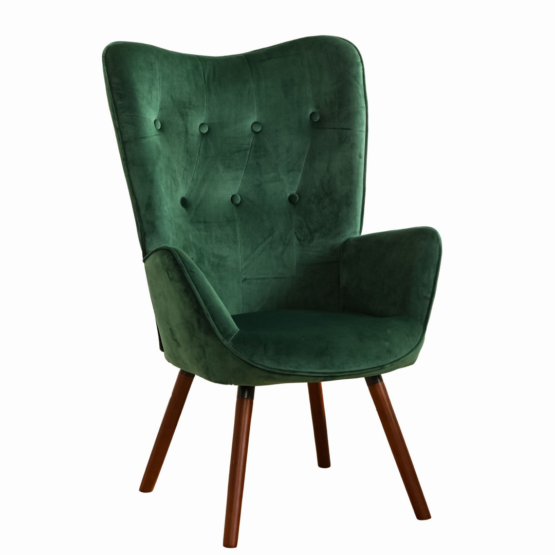 Scandinavian padded velvet green wingback armchair KAS KD VELVET GREEN UK