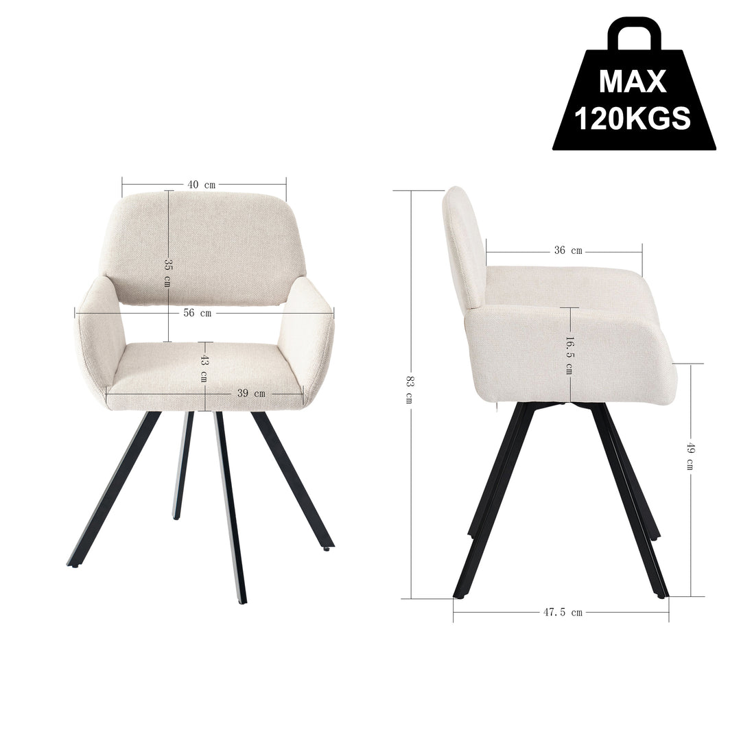 Set of 2 beige scandinavian 360° swivel dinning chair with armrests CALIFORNIA KD BEIGE SWIVEL