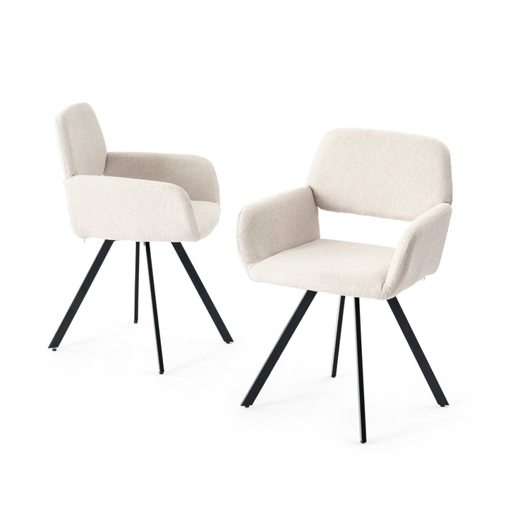 Set of 2 beige scandinavian 360° swivel dinning chair with armrests CALIFORNIA KD BEIGE SWIVEL