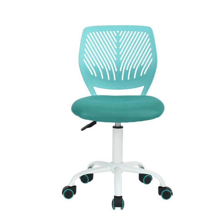Desk Chair Adjustable Swivel Office Chair Fabric Seat Ergonomic Task Chair without Armrest CARNATION TURQUOISE