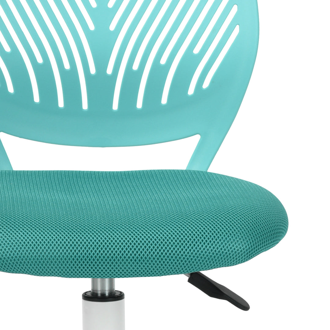 Desk Chair Adjustable Swivel Office Chair Fabric Seat Ergonomic Task Chair without Armrest CARNATION TURQUOISE
