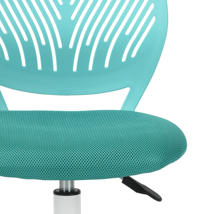 Desk Chair Adjustable Swivel Office Chair Fabric Seat Ergonomic Task Chair without Armrest CARNATION TURQUOISE