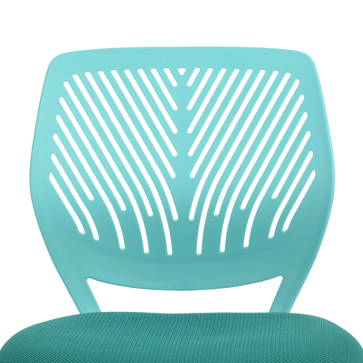 Desk Chair Adjustable Swivel Office Chair Fabric Seat Ergonomic Task Chair without Armrest CARNATION TURQUOISE
