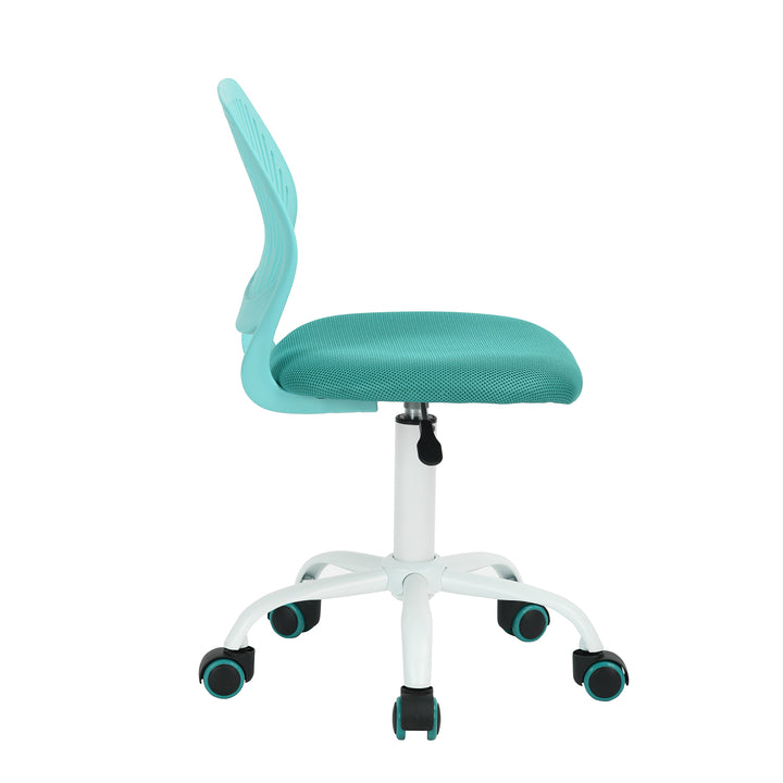 Desk Chair Adjustable Swivel Office Chair Fabric Seat Ergonomic Task Chair without Armrest CARNATION TURQUOISE