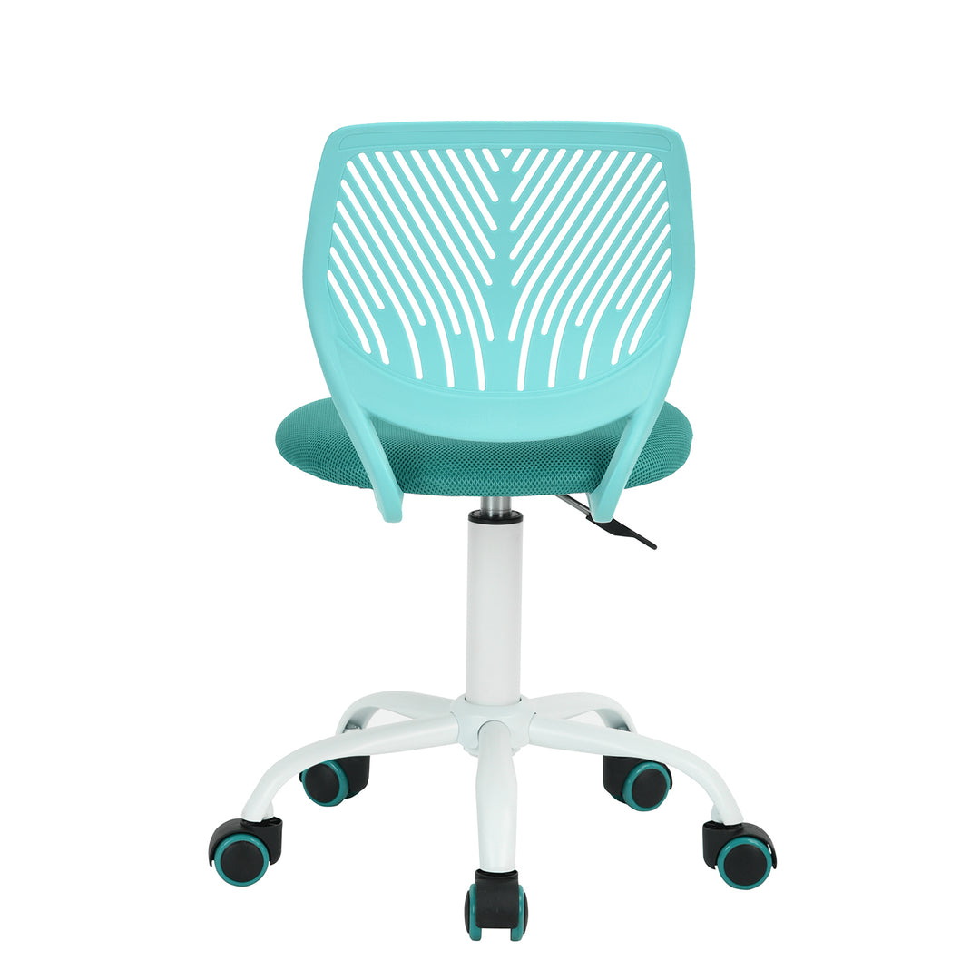 Desk Chair Adjustable Swivel Office Chair Fabric Seat Ergonomic Task Chair without Armrest CARNATION TURQUOISE