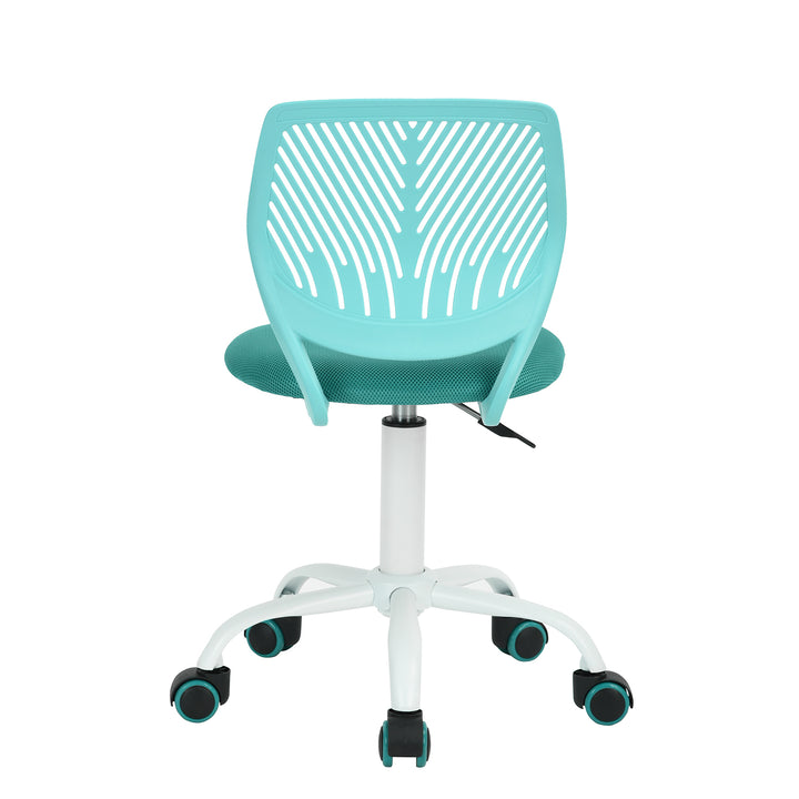 Desk Chair Adjustable Swivel Office Chair Fabric Seat Ergonomic Task Chair without Armrest CARNATION TURQUOISE
