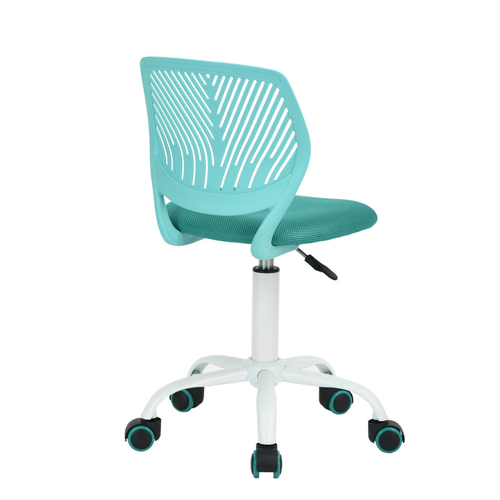 Desk Chair Adjustable Swivel Office Chair Fabric Seat Ergonomic Task Chair without Armrest CARNATION TURQUOISE