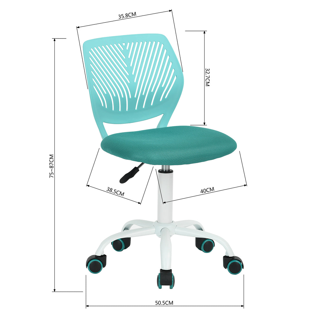 Desk Chair Adjustable Swivel Office Chair Fabric Seat Ergonomic Task Chair without Armrest CARNATION TURQUOISE
