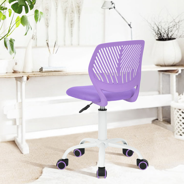 Desk Chair Adjustable Swivel Office Chair Fabric Seat Ergonomic Task Chair without Armrest CARNATION PURPLE