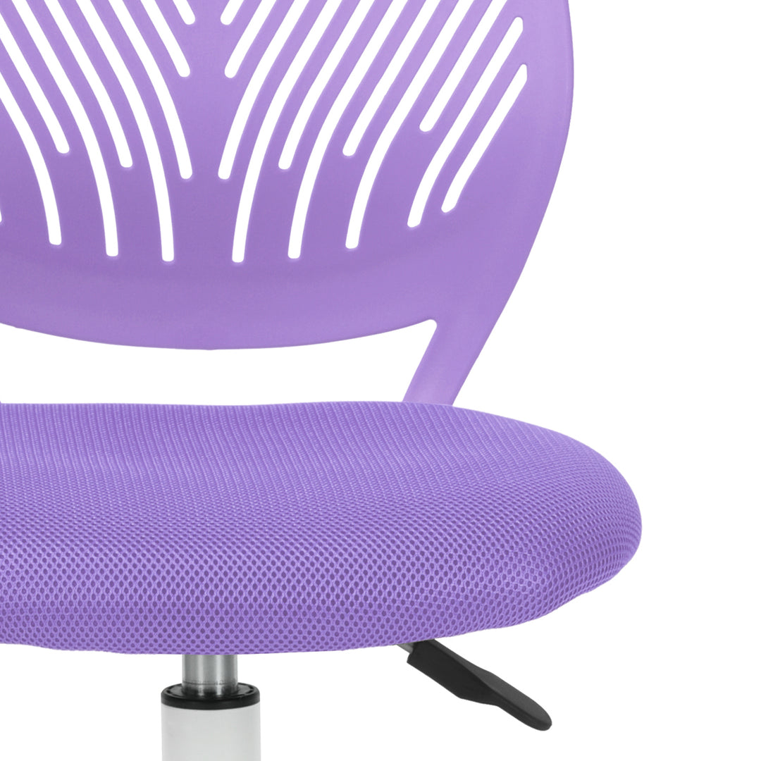 Desk Chair Adjustable Swivel Office Chair Fabric Seat Ergonomic Task Chair without Armrest CARNATION PURPLE