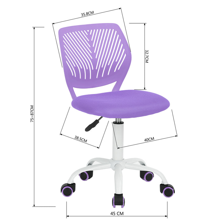 Desk Chair Adjustable Swivel Office Chair Fabric Seat Ergonomic Task Chair without Armrest CARNATION PURPLE