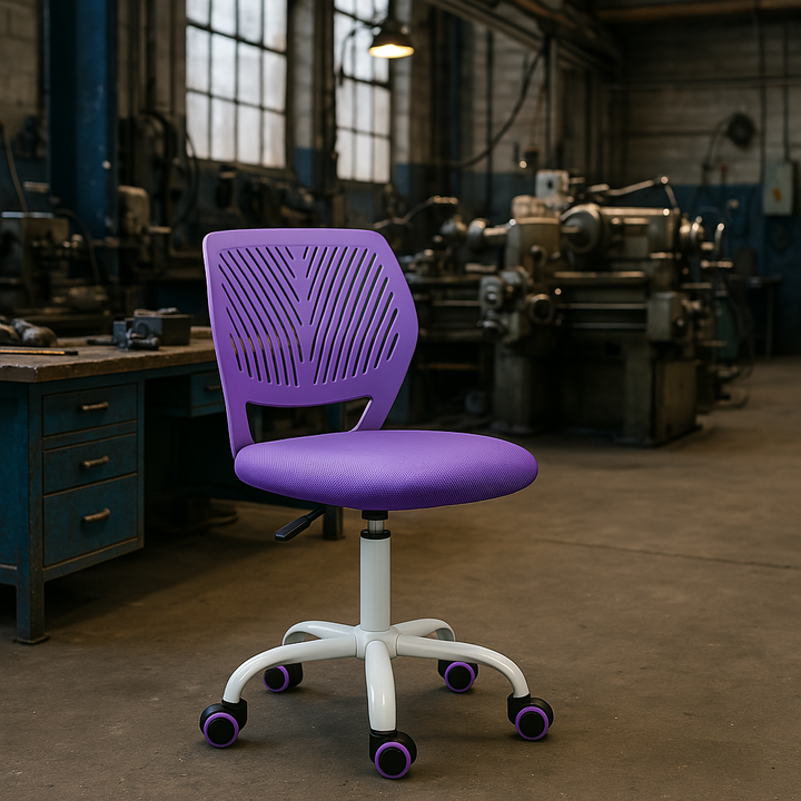Desk Chair Adjustable Swivel Office Chair Fabric Seat Ergonomic Task Chair without Armrest CARNATION PURPLE