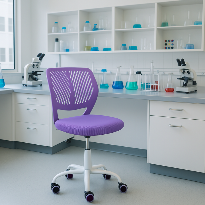 Desk Chair Adjustable Swivel Office Chair Fabric Seat Ergonomic Task Chair without Armrest CARNATION PURPLE