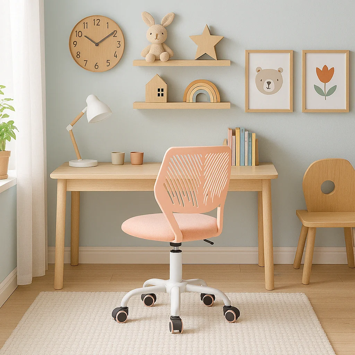Swivel children desk's chair height adjustable office chair CARNATION ROSE
