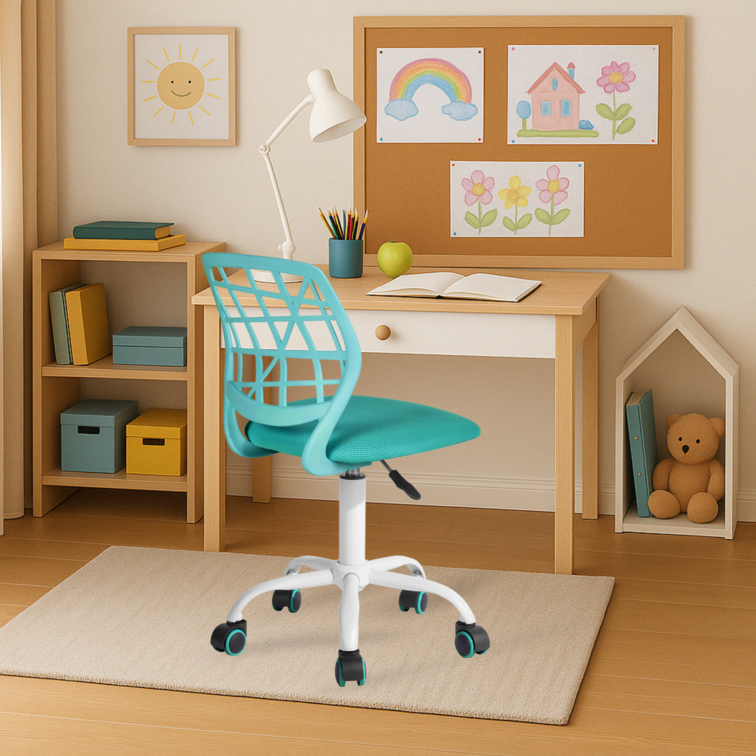 Light Blue Children's Desk Chair Swivel Office Chair CARNATION TURQUOISE Ⅰ