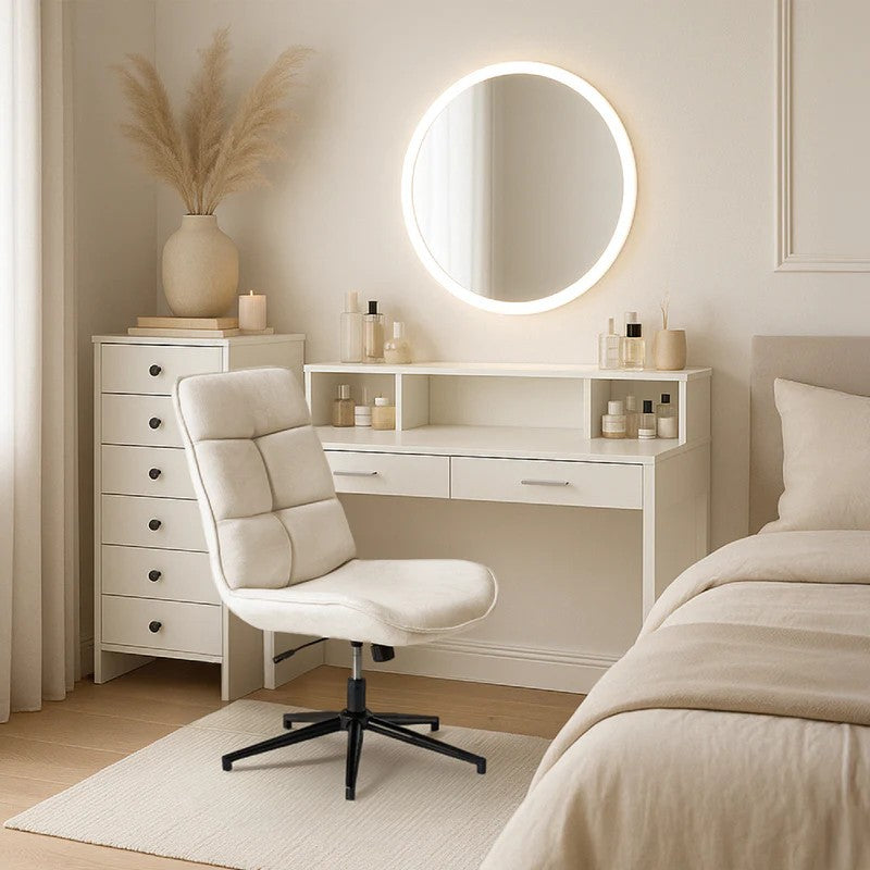 Modern Adjustable Light Beige Chenille Swivel Leisure Chair with Tilt Function CHARLOTTE CHENILLE KD