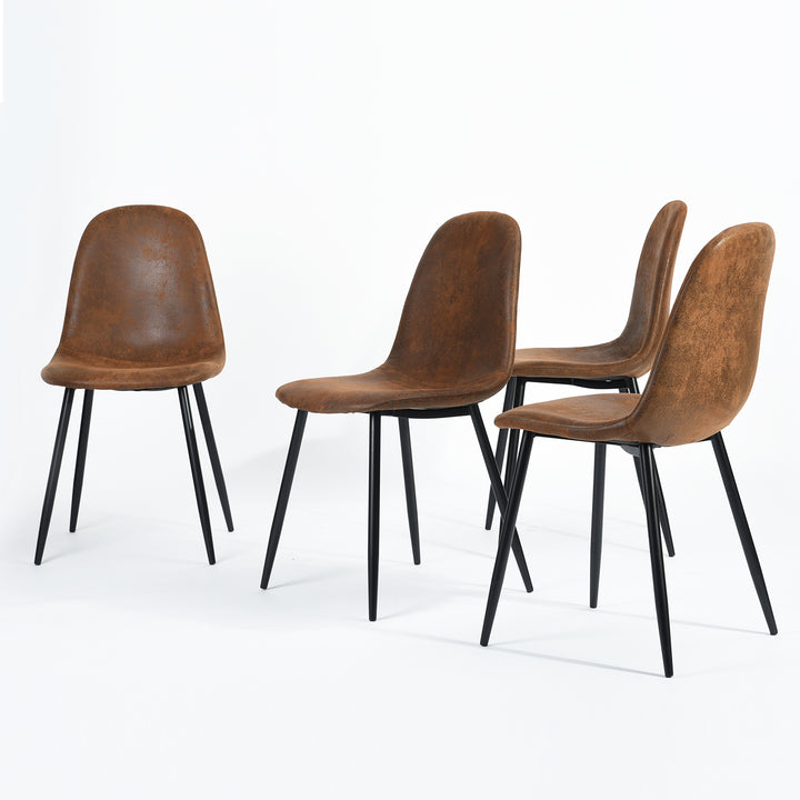 Set of 4 Scandinavian vintage dining room chairs CHARLTON SUEDE BROWN S FRXZ UKFR