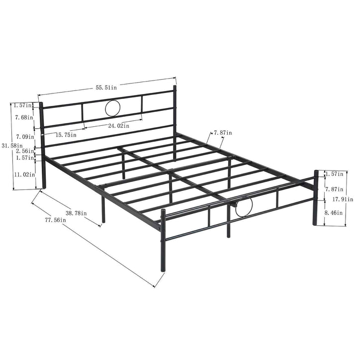 Double Metal Bed Frame Black 198x142cm – Space Saving Foldable Design, Ideal for Bedroom CIRCLE DOUBLE BLACK V1