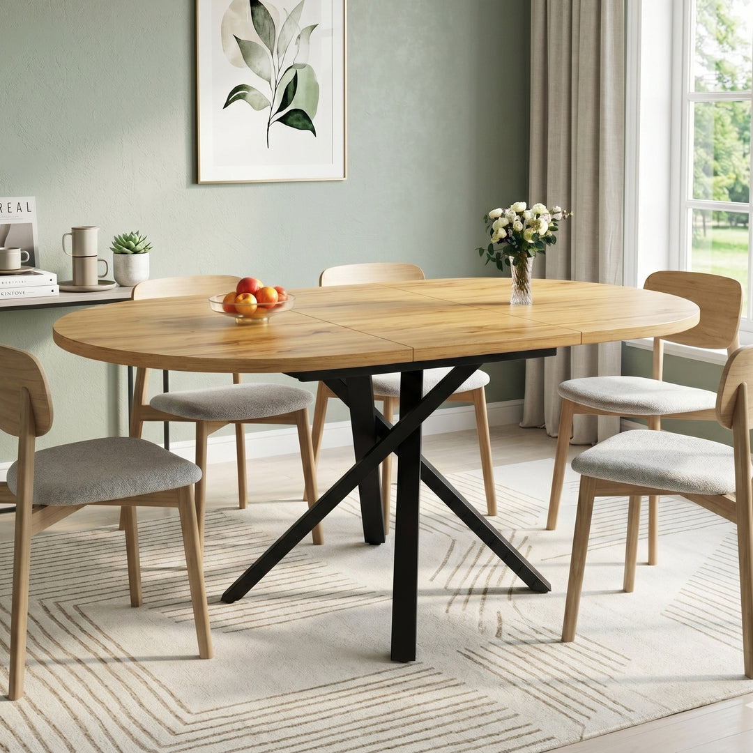 Wooden extendable round to oval dining table 100-140cm CONSOLEMAX