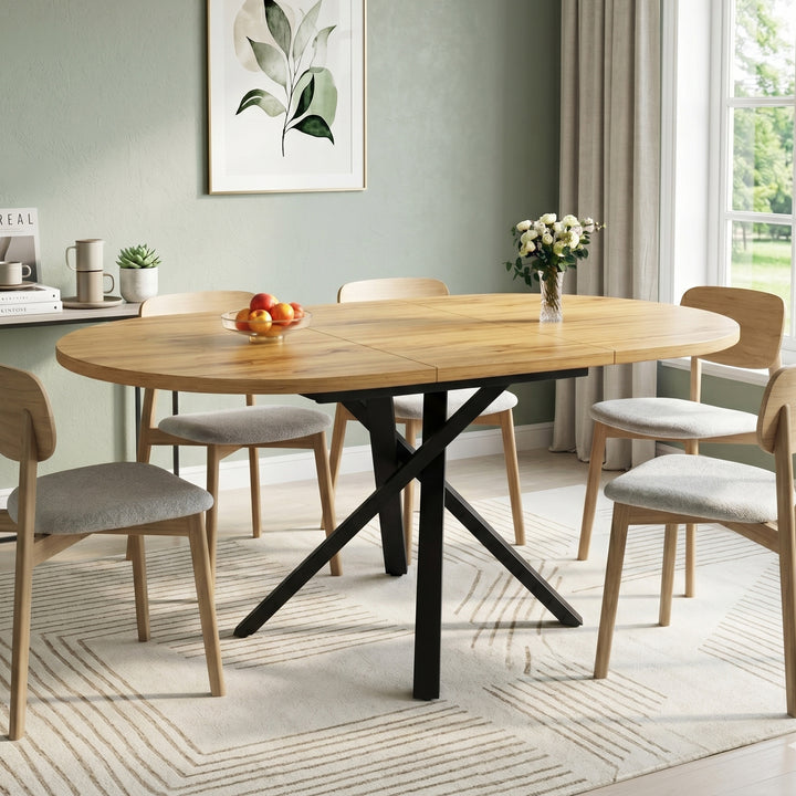 Wooden extendable round to oval dining table 100-140cm CONSOLEMAX