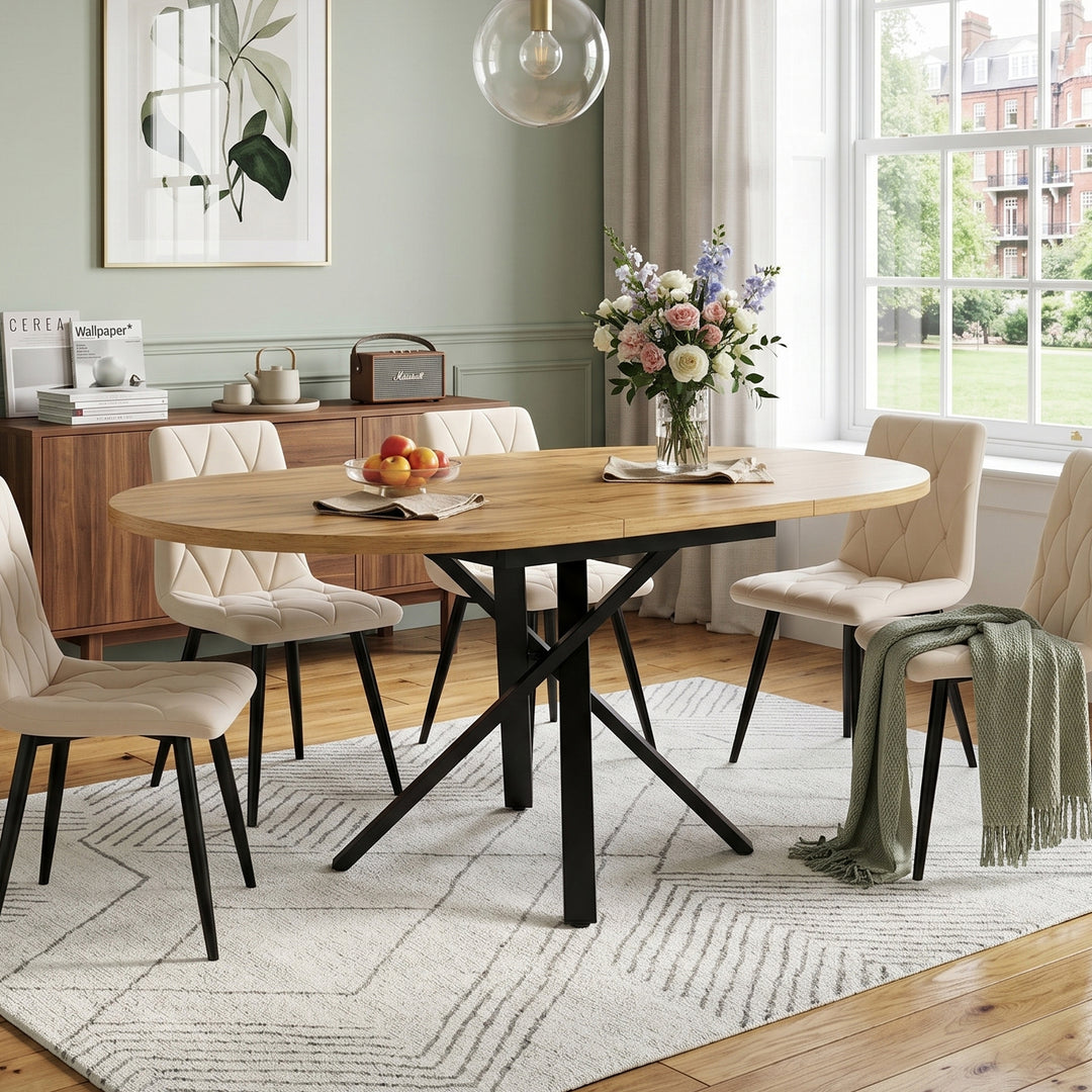 Wooden extendable round to oval dining table 100-140cm CONSOLEMAX