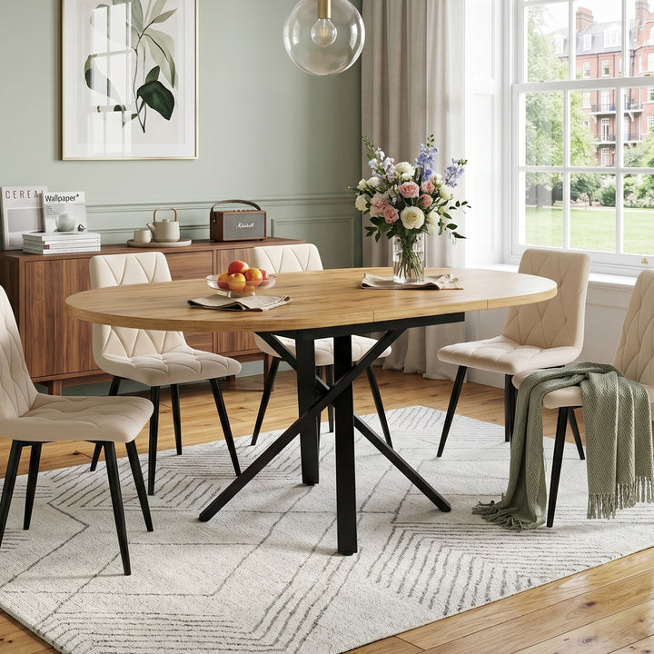 Wooden extendable round to oval dining table 100-140cm CONSOLEMAX