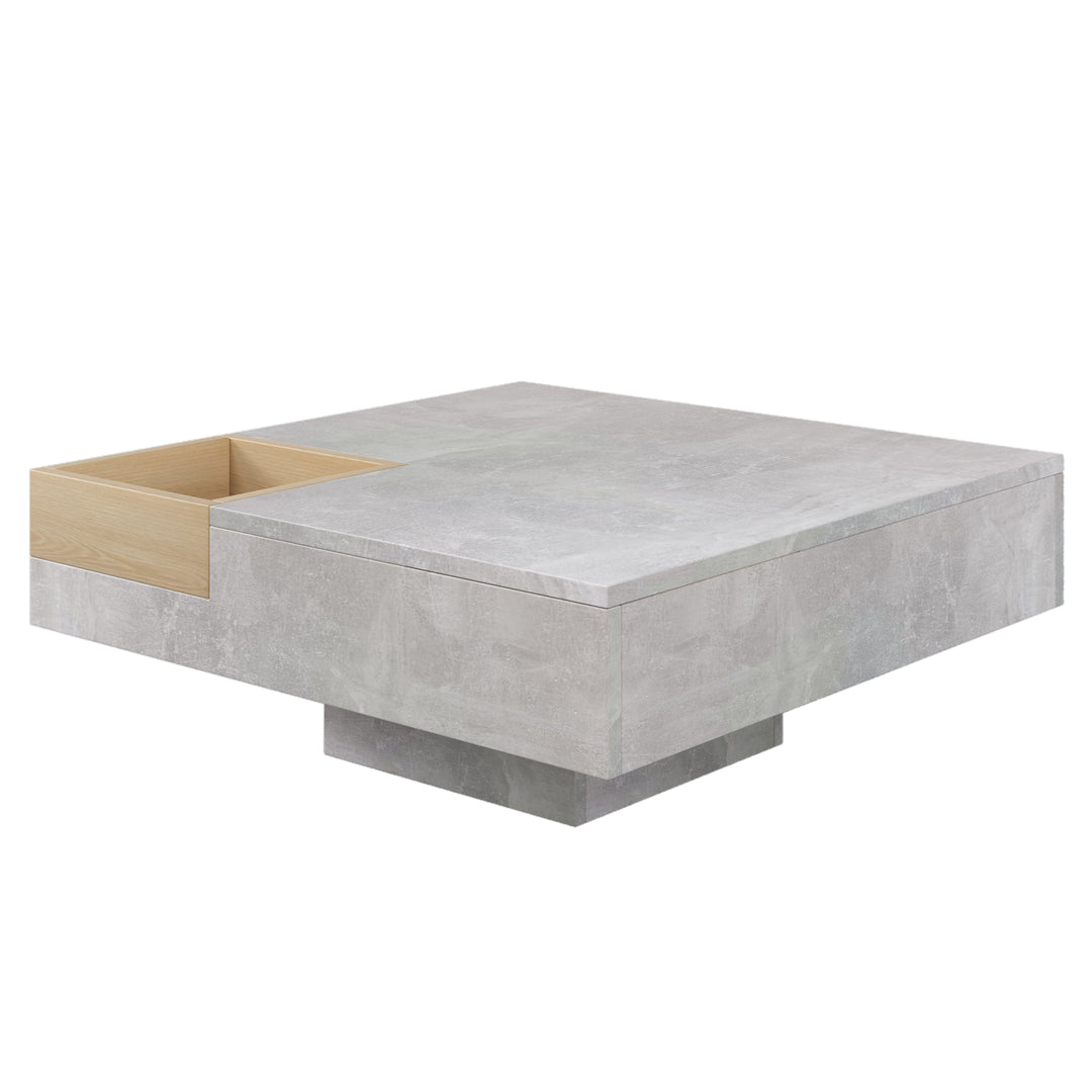 Modern concrete look coffee table with removable wooden storage box CROKS UK