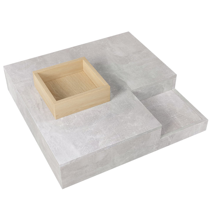 Modern concrete look coffee table with removable wooden storage box CROKS UK