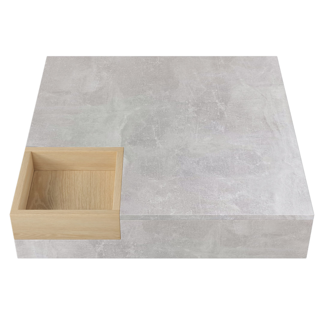 Modern concrete look coffee table with removable wooden storage box CROKS UK