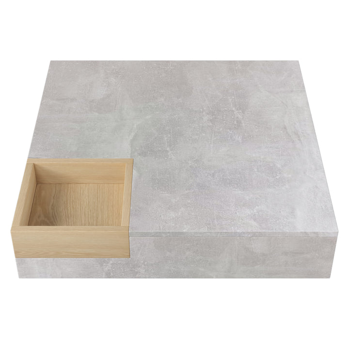 Modern concrete look coffee table with removable wooden storage box CROKS UK